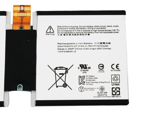 7270mAh 27.5Wh 2-Celle Microsoft G3HTA003H Batteri