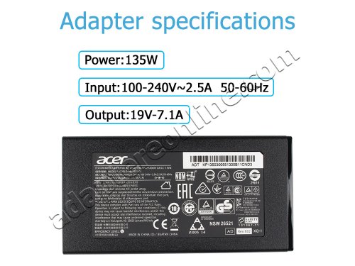 Original 135W AC Adapter Oplader Acer Aspire VN7-792G-70NJ + Gratis Kabel