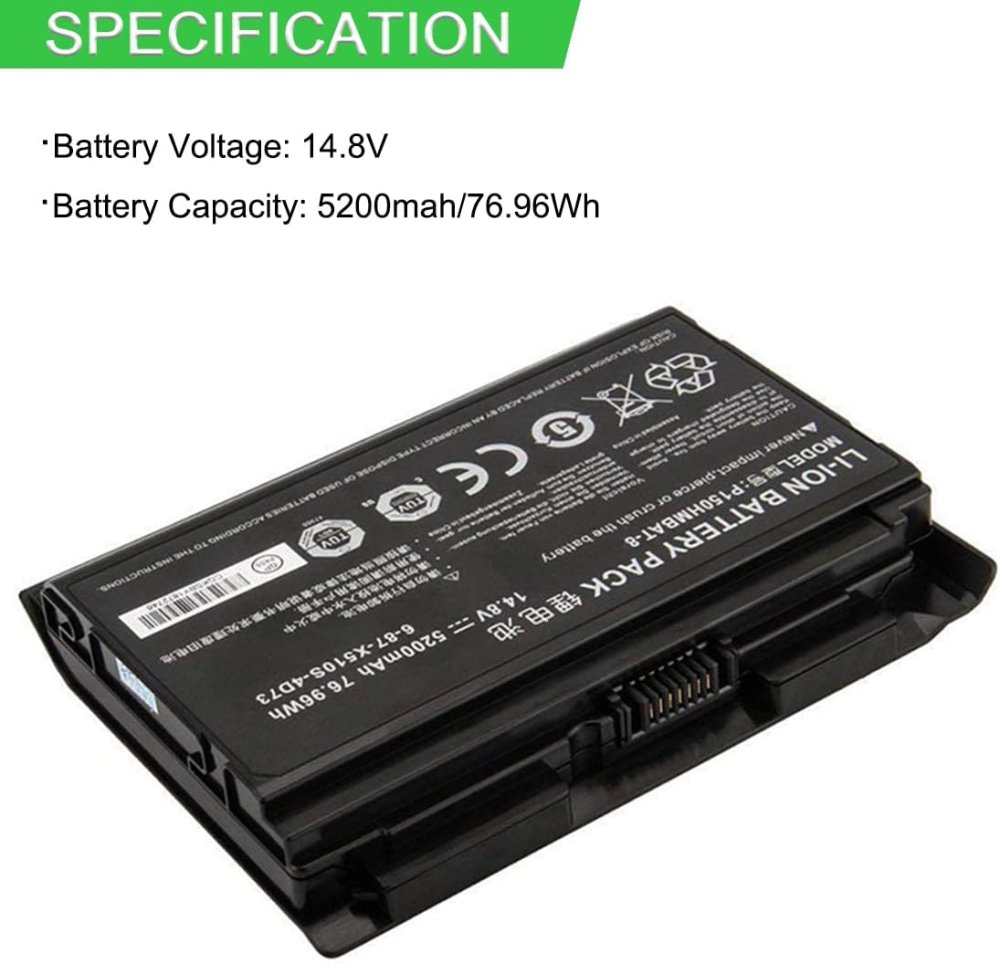76.96Wh 8-Celle Sager P150HMBAT-8 Batteri