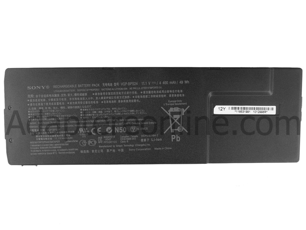 Original 6-Celle 4400mAh Sony Vaio SVS13116FGB Batteri