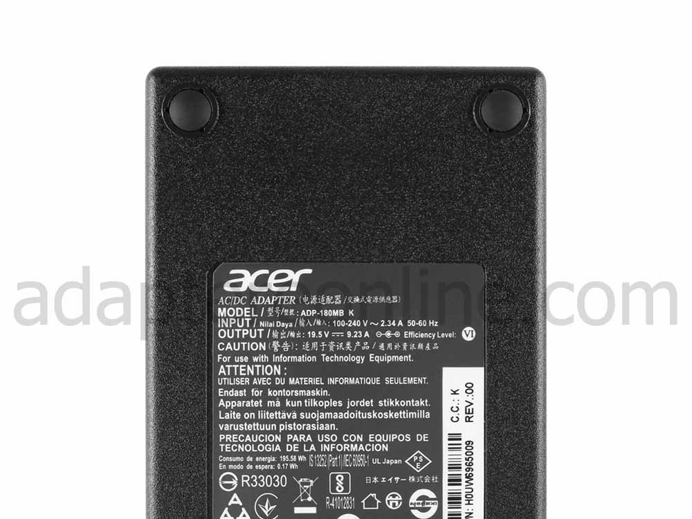 180W AC Adapter Oplader Acer Predator 15 G9-593-74EL + Gratis Kabel