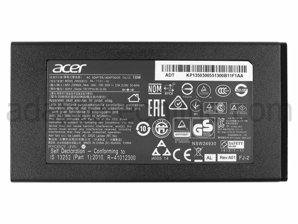 Original 135W Acer Nitro 5 AN515-51-79L4 AC Adapter Oplader