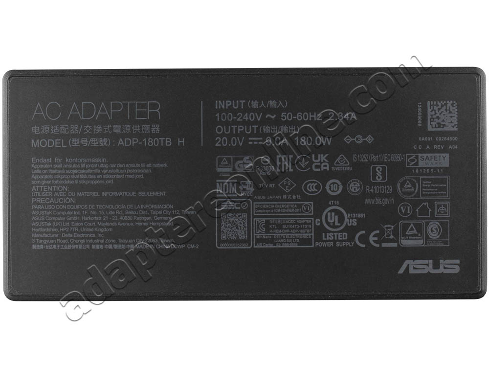Original 180W Asus TUF FX505DT-BQ143T Slank AC Adapter Oplader + Ladekabel