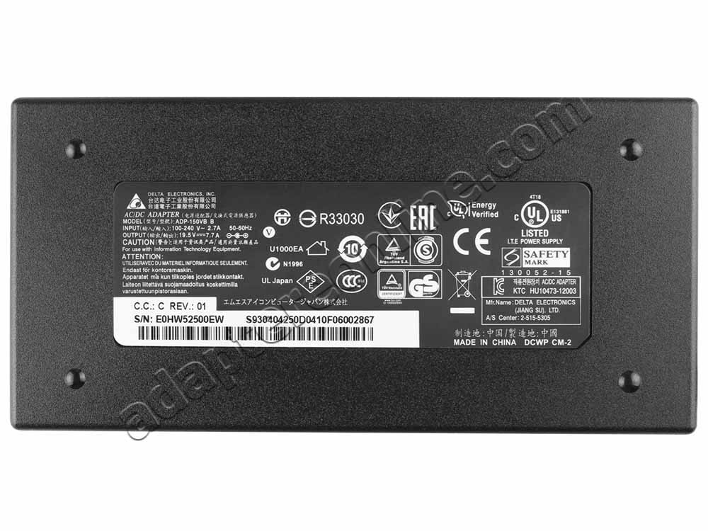 150W Slim Gigabyte P35X V3 CF7 P35X V3 CF8 AC Adapter Oplader + Gratis Kabel
