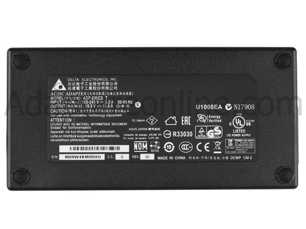 230W AC Adapter Oplader Clevo P170