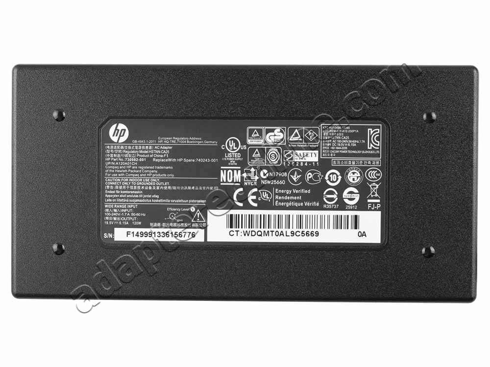 120W HP Envy 17-2110eg 17-3000eg 17-3010eg AC Adapter Oplader