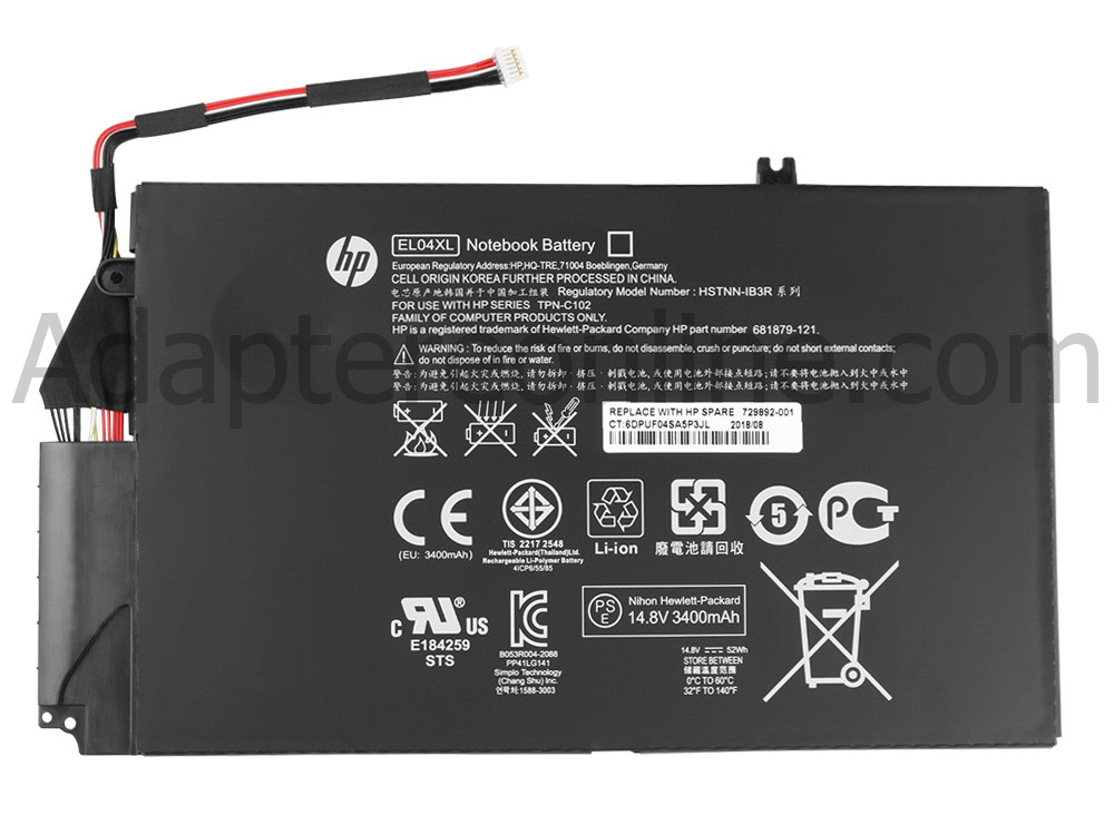 52Wh HP EL04XL HSTNN-UB3R HSTNN-IB3R Batteri