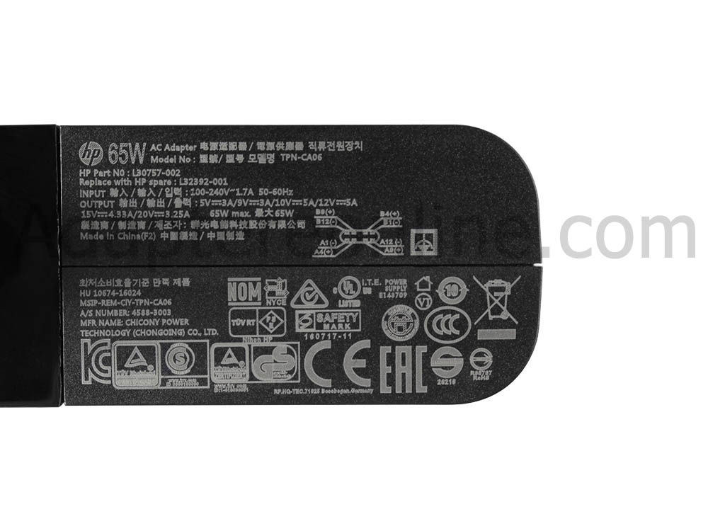 65W HP x2 10-p010nr X7U39UA AC Adapter Oplader