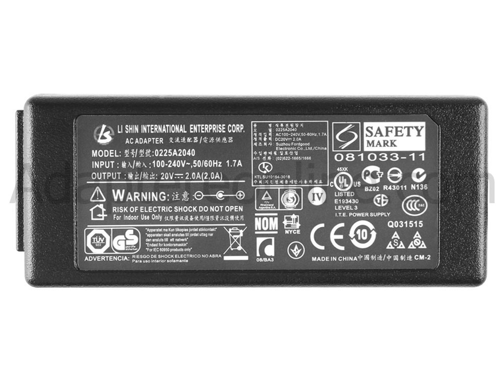 40W 20V 2A LG 0225C2040 AC Adapter Oplader