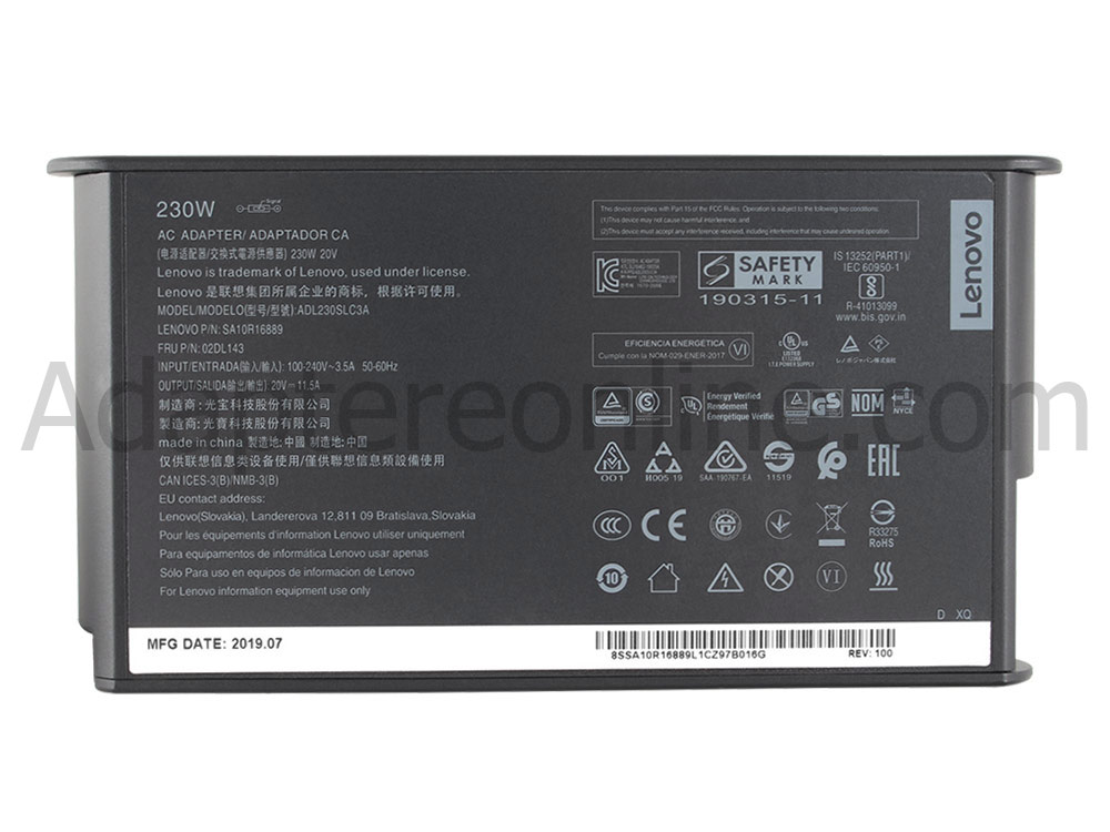 Original 230W Lenovo Legion 5 15ARP8 83EF AC Adapter Oplader + Ladekabel