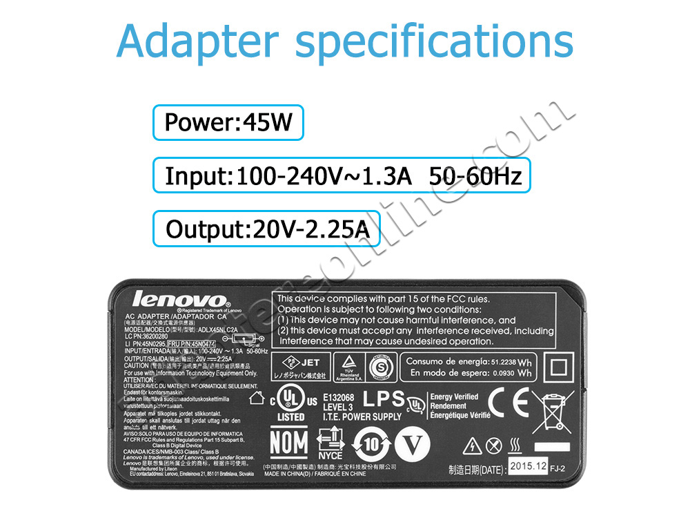 Original 45w Lenovo V720-14 80Y10006US AC Adapter Oplader