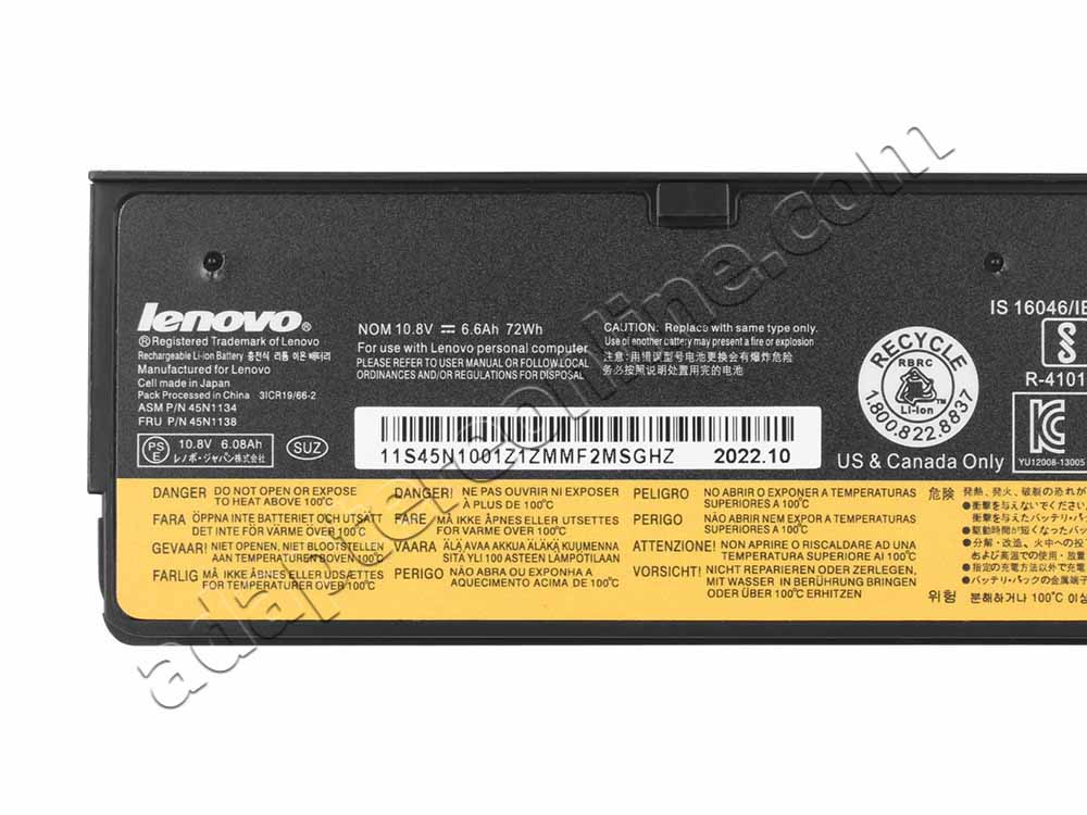 6600mAh 72Wh 6-Celle Lenovo ThinkPad X250 20CM004 Batteri