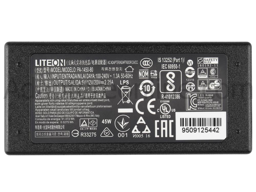 45w Acer Aspire R7-372T-746N AC Adapter Oplader