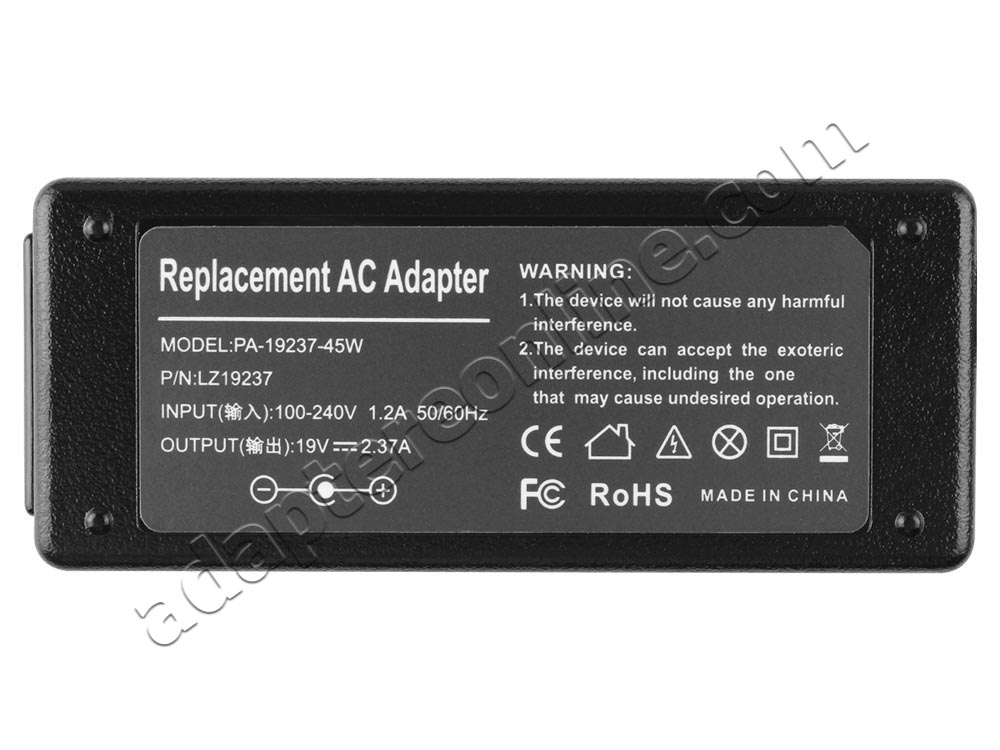 45W 19V 2.37A MEDION AKOYA E6411 MD99247 MD99246 AC Adapter Oplader
