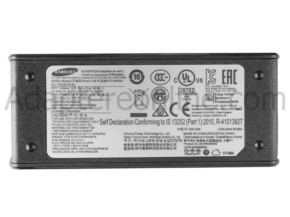 19V 2.1A 40W Samsung 530U3C-A01 AC Adapter Oplader