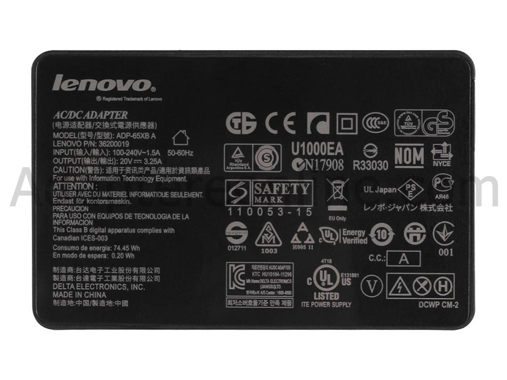 Original 65W Lenovo ThinkPad X240 20AL0078ZA AC Adapter Oplader