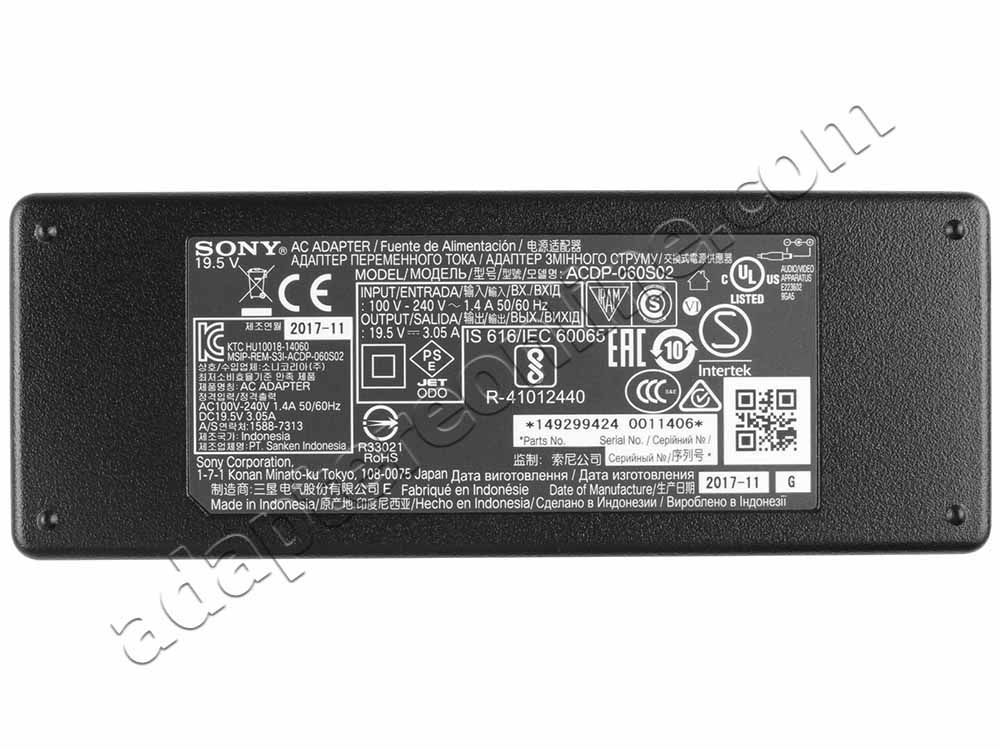 Original 19.5V 3.05A 60W Sony ACDP-060E01 AC Adapter Oplader