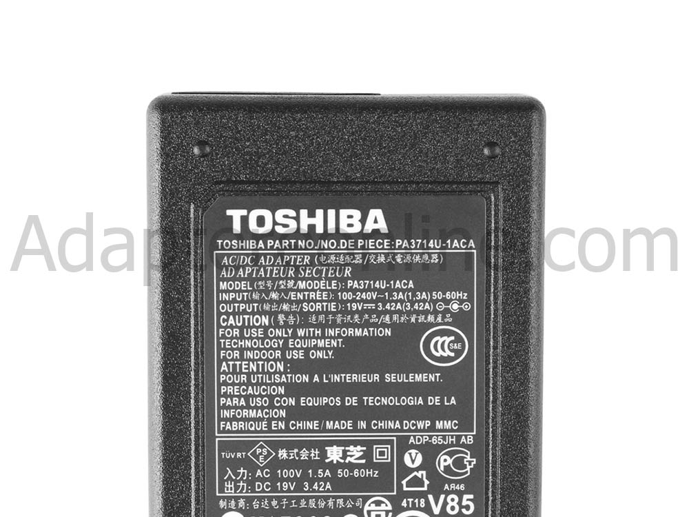 19V 3.42A Toshiba Satellite Pro C800 C800D C805 AC Adapter Oplader