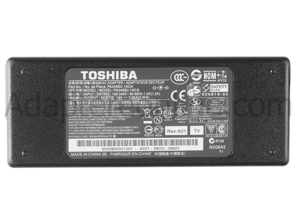 19V 3.95A Toshiba Satellite L805 L805D M800 AC Adapter Oplader